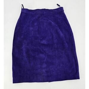 Global Identity Vintage Royal Purple Suede Leather Pencil Skirt